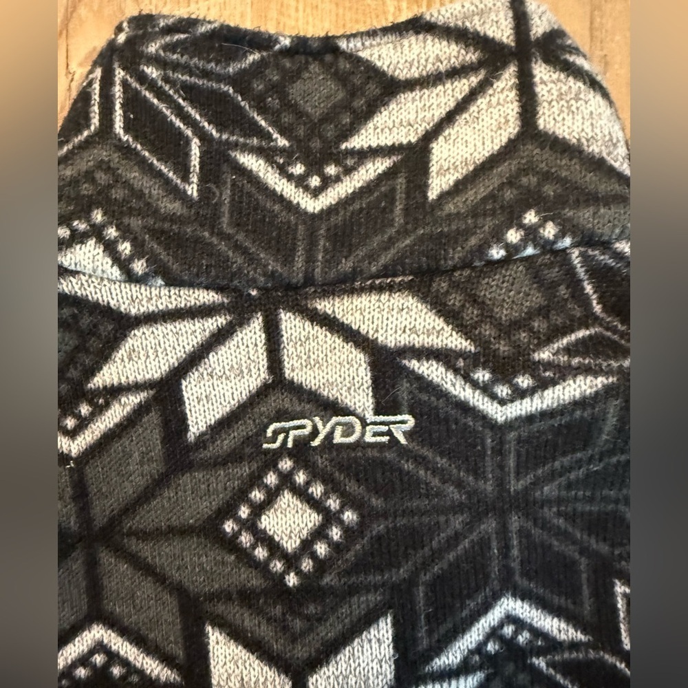 Spyder Snowflake Full Zip Sweater Cardigan Jacket Black Gray White Wms Size 10 - Picture 7 of 8